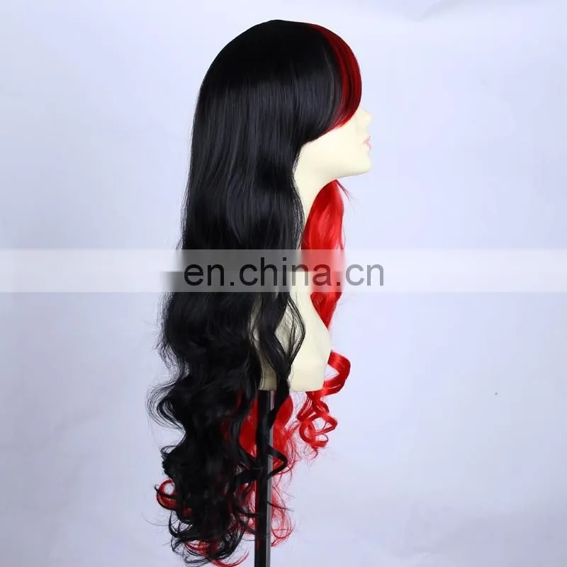 wholesale rad black Mix Cosplay Curly synthetic wig