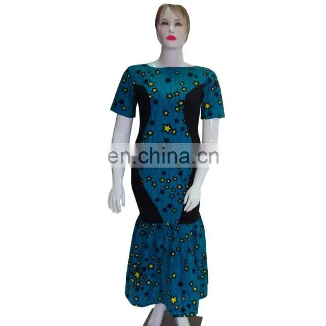 High quality african style wax fabric african long wax dresses