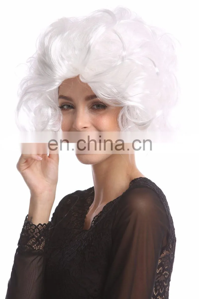 Short white DIVA style party wigs P-W206