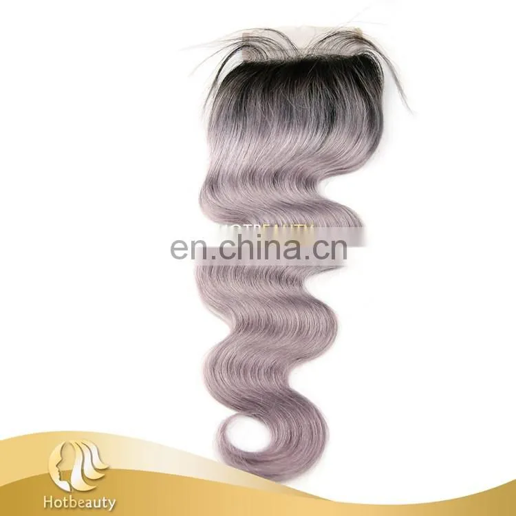 Fashion Grey Purple Color Free Part Lace Top Closure For Match The Grey Hair Weave