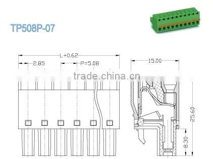 termin Block 3.50mm PCB Screwless Terminal Block With Plug Double Levels 300V 8A