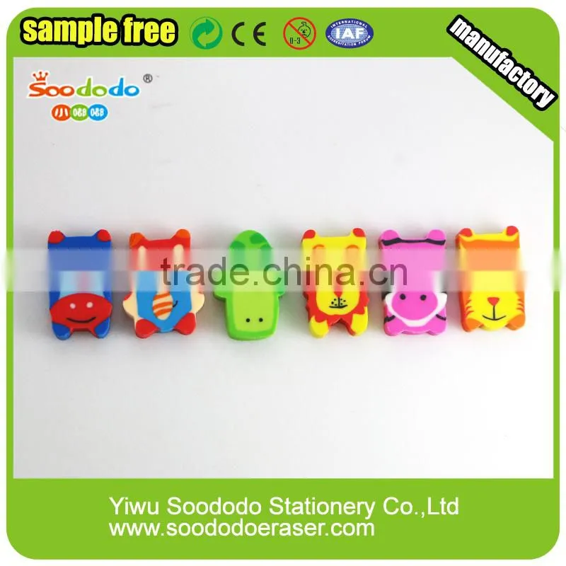 Colourful 2D erasers animal shape for kids office stationery