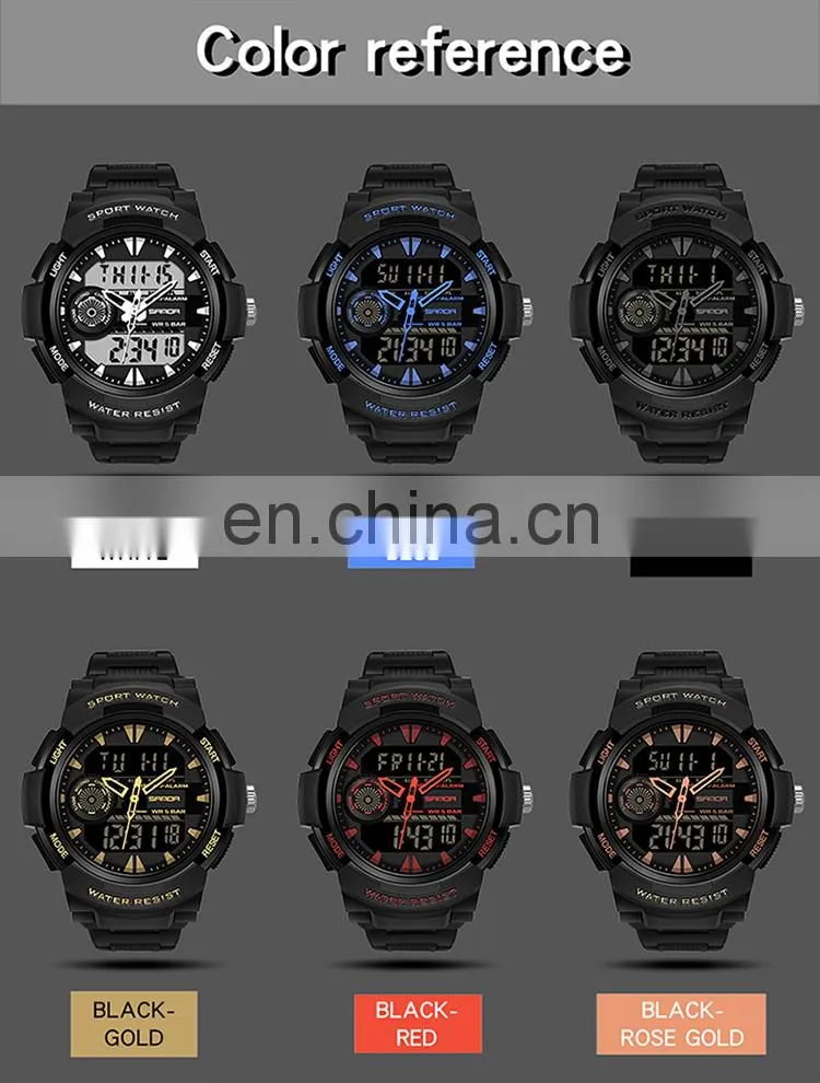 Sanda 6002 New Analogue LED Mens Watches Chrono Luminous Water Proof Sport Men Digital Watch