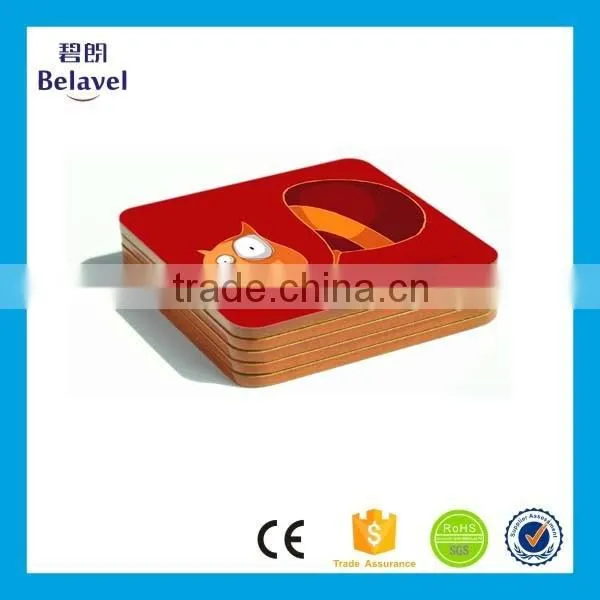 Hot sale square paper coaster logo printed custom MDF cork coaster