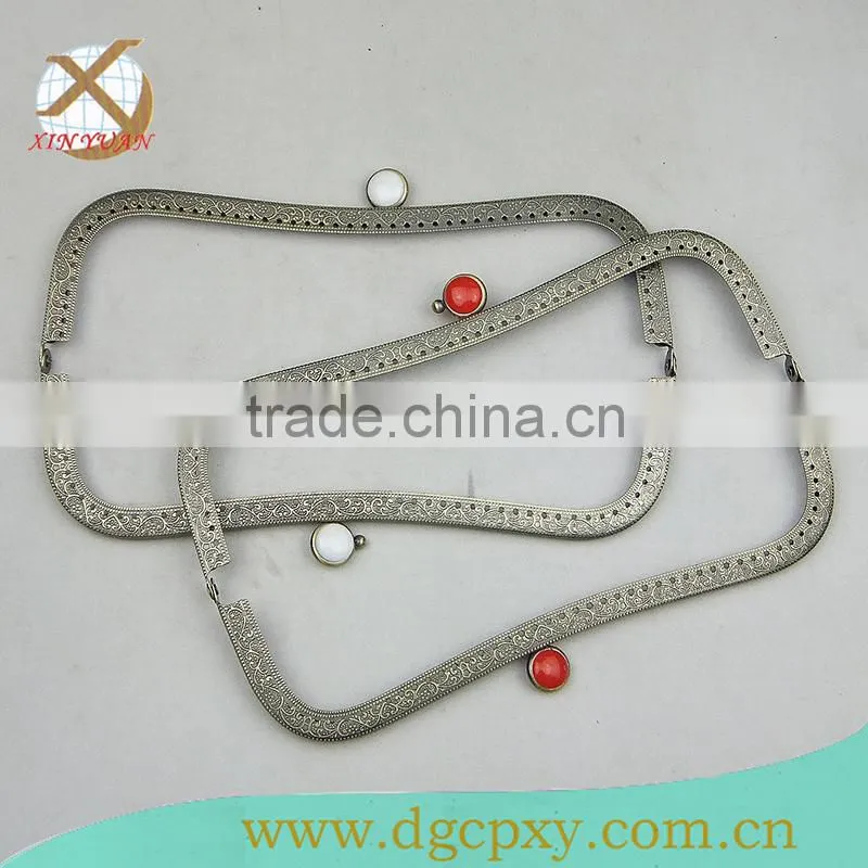 2015 Newest metal frame for purse bags with coins white gems