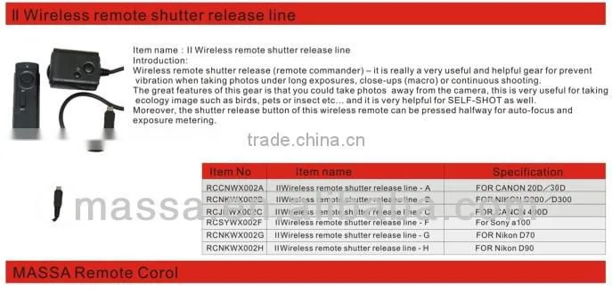 China remote controller switch for camera vedio