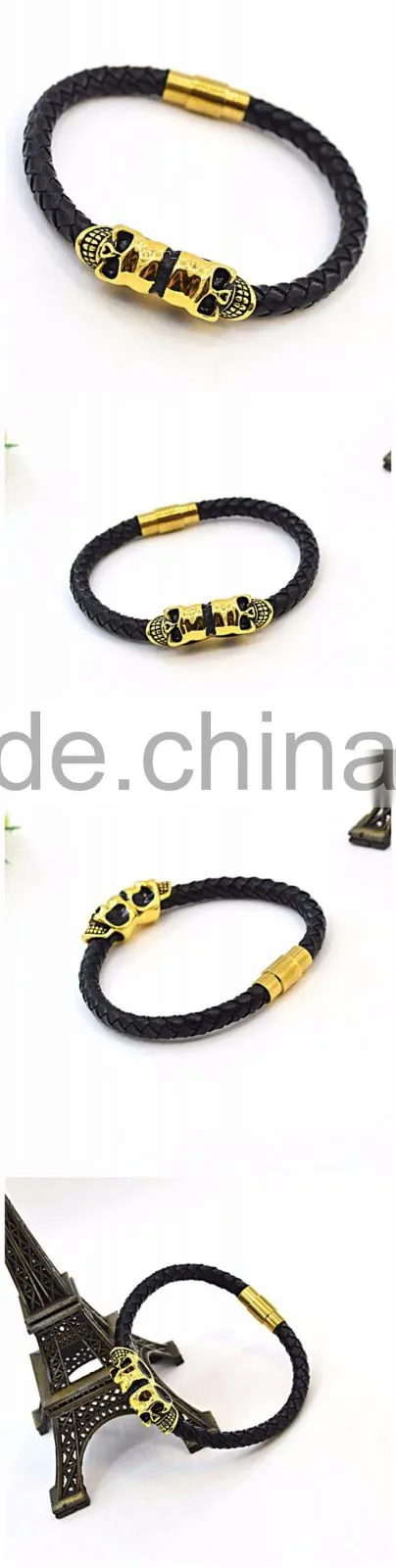 stainless steel bracelet friendship bracelets gold double skull bracelets for women