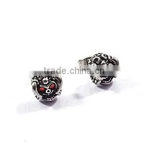 crystal earring fashion earring red eyes man skull stud earring