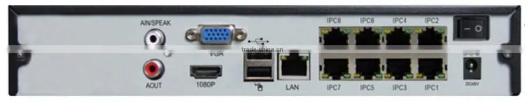 Hisilicon CMOS HD NVR Kits HDMI Onvif Full HD 1080P 8CH POE Network System