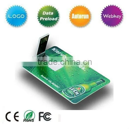 2013 promotional super thin credit card usb flash drive with free logo real capacity