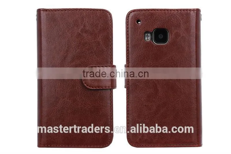 Cheap Crazy Horse Grain 2 In 1 Wallet PU Leather Case With Multi Card Slot For HTC One M9 MT-3657