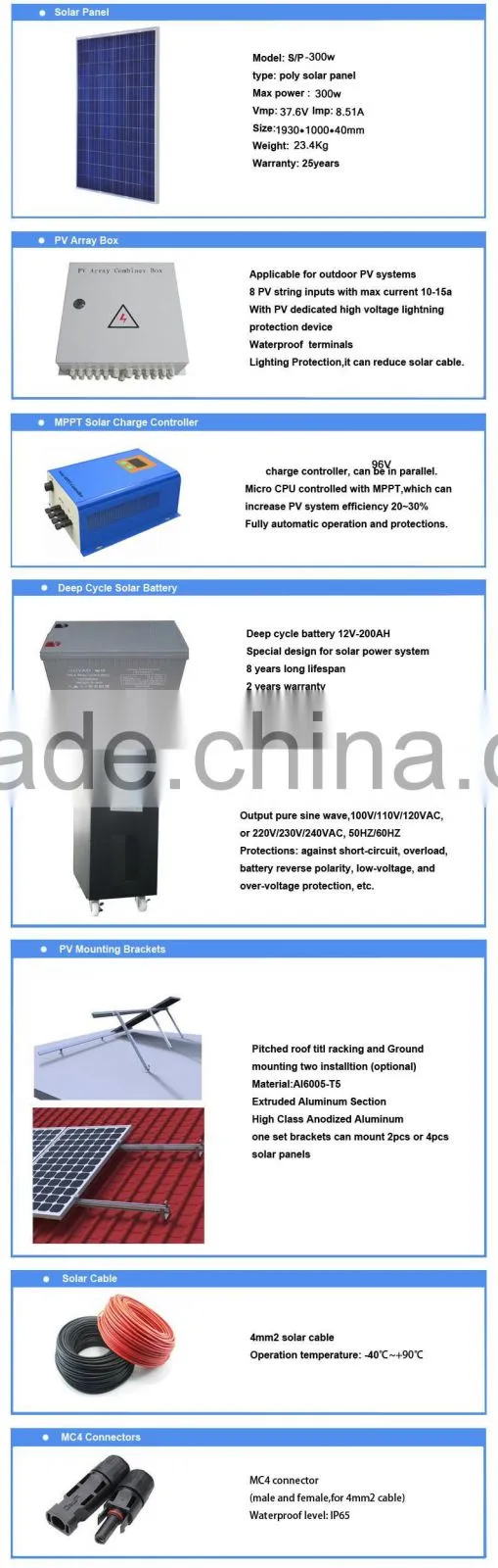 High efficiency and Good Quality 6KW 96V Off Grid Solar Power System Kit For Home Use