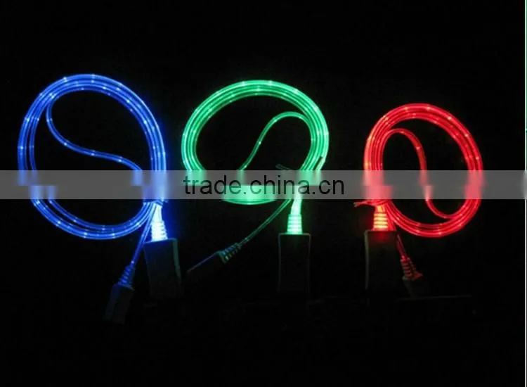 2014 New Arrival High QUALITY LED Light USB Cable for iphone5 and iphone4 smartphone