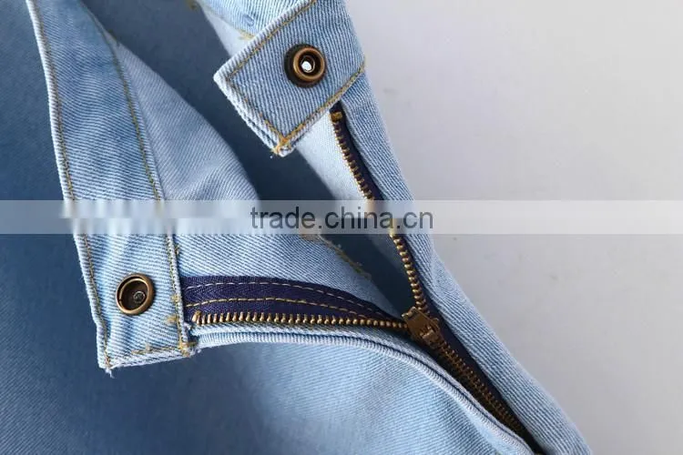 2015 fashion European casual Latest design Knee length sexy ladies girls short denim skirt pattern