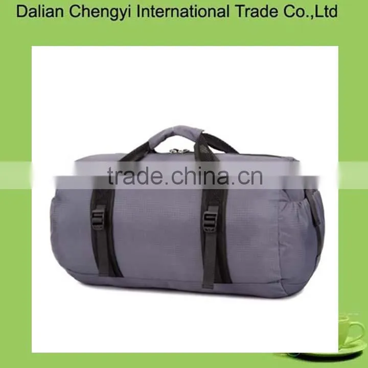 Lightweight solid color foldable polyester travel sports duffel bags