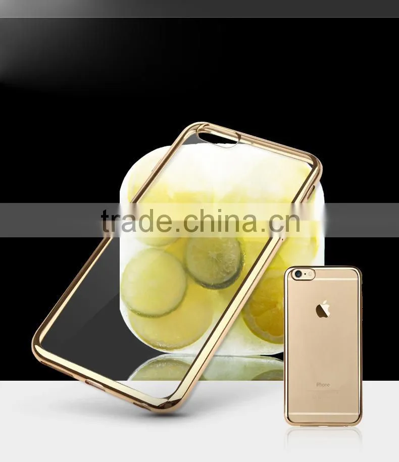 luxury Clear Crystal Chrome Side Soft TPU Case Cover For Apple iPhone 6s Plus