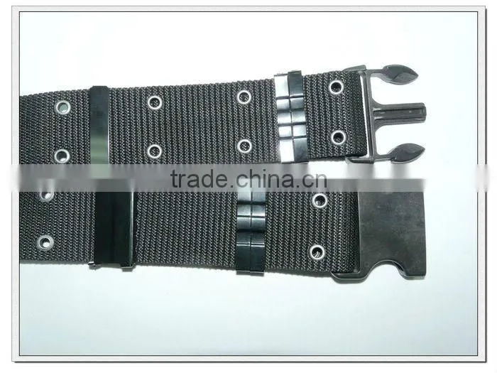57mm black polypropylene belts with plasitc buckle for army use