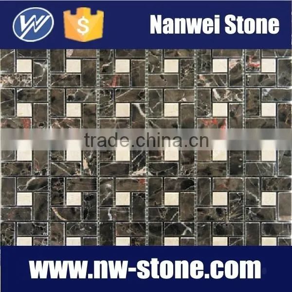 Dark color marble mosaic tiles for wall tiles and floor tiles