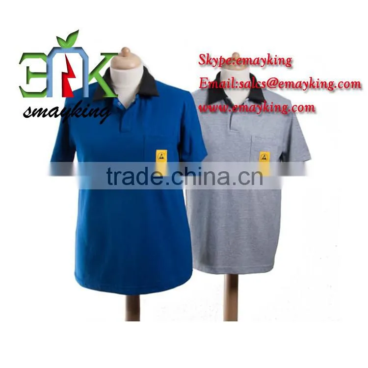 Blue Black Antistatic ESD Clean room T-shirt polo shirt