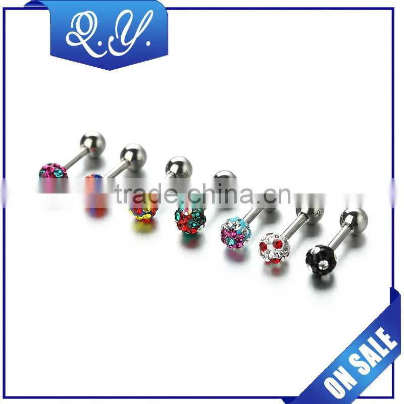 colored surgical zircon studs piercing bow-tie shape ear piercing jewelry