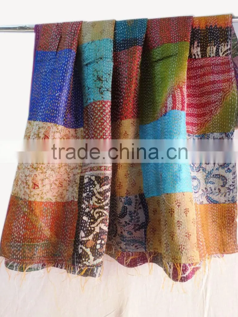 Indian Handmade Reversible Scarf Girls Neck Wrap Vintage Silk Women Fashionable Scarves