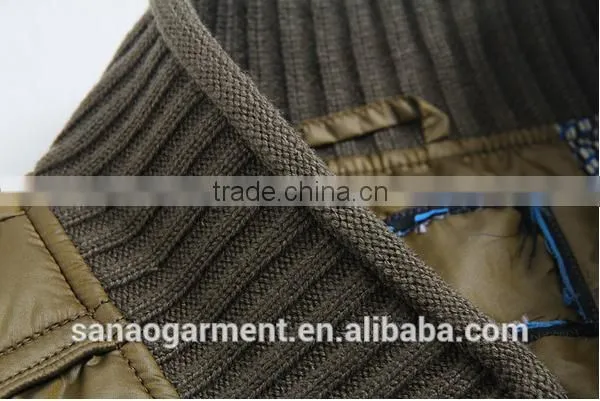 2015 casual men's knitted collar slim fit cotton-padded jacket
