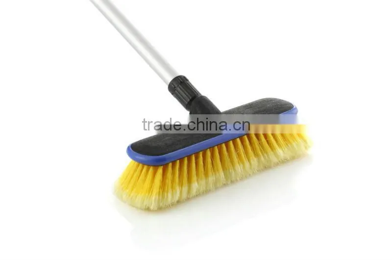 car brush with telescopic handle water flow through PVC soft bristles
