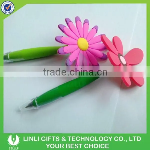 Customized Printed Promotional Silicone Flower Ball Pen, Flower Pen, Flower Ballpoint