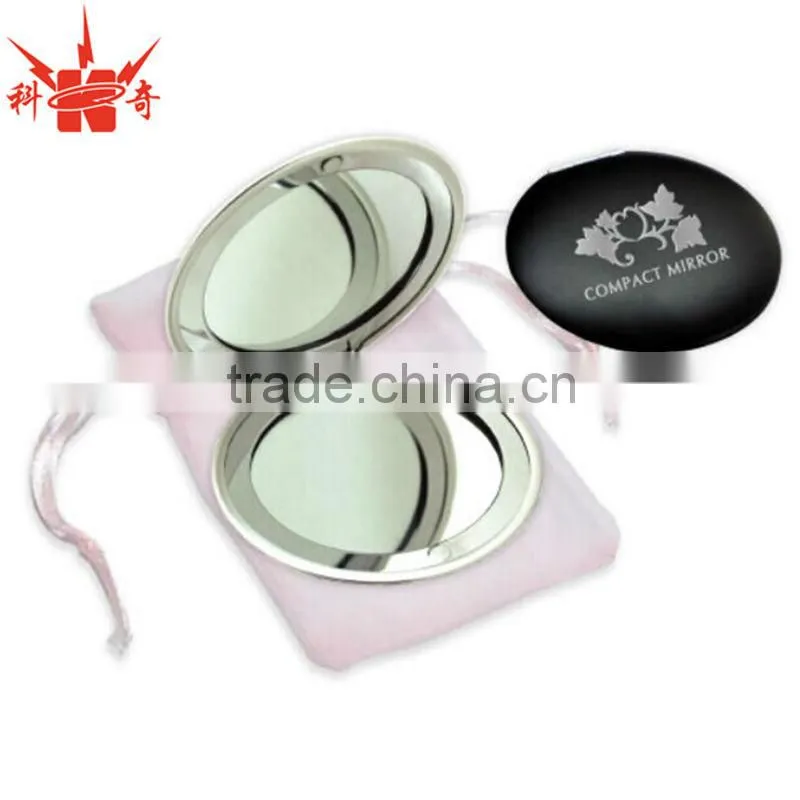 Luxury Oval Silver Pocket Mirror With Push Button Clasp Mirror