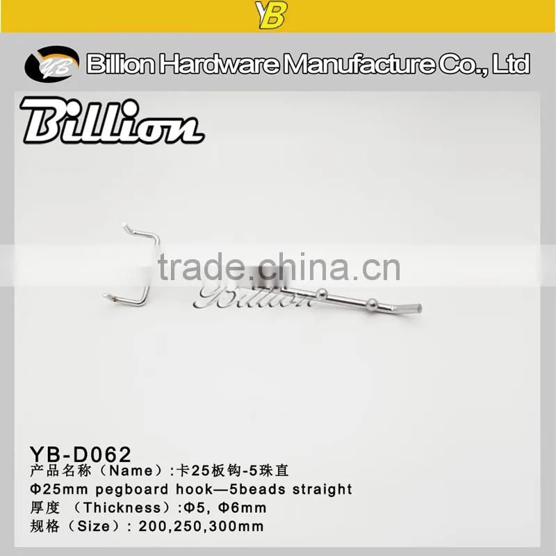 Customized chrome paint pegboard display hooks with 5 Ball Waterfall for Pegboard