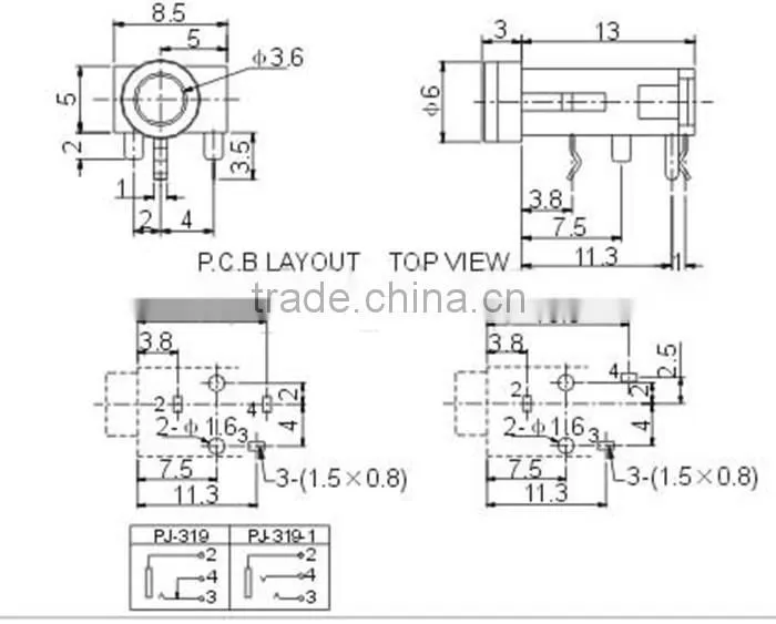 3 pin 3.5mm phone jack PJ-319