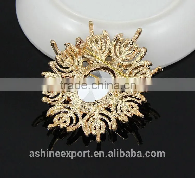 Generous oval bulk crystal sun flower rhinestone brooch/handmade rhinestone brooch