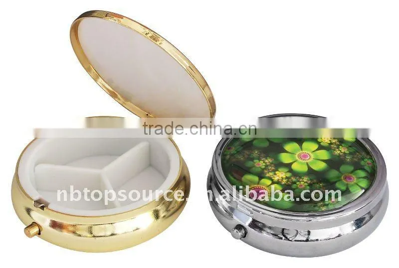 Hot Sale Mini Cheap White Round Plastic Daily Vitamin Cute Portable Pocket Pill Box for healthy care for promotion