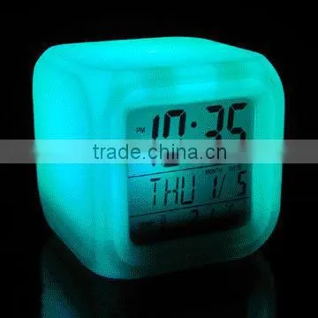 7 LED Color Change PVC Digital Alarm with Thermometer Clock