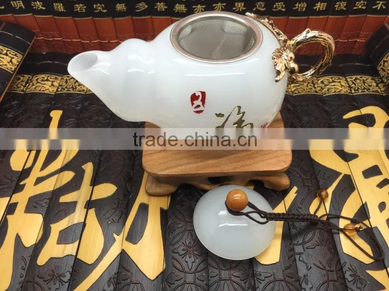 Bottle gourd teapot, White Glass Teapot