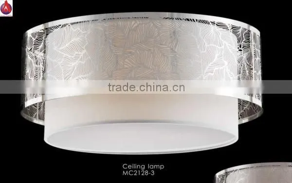two tiers aluminum ceiling lamp steel outside and white fabric inside