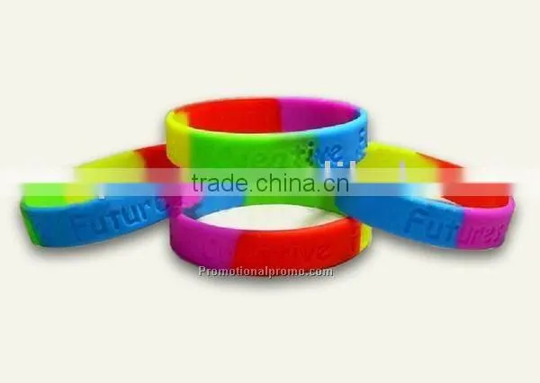 Cheaper Engraved and filled color silicone wristbands