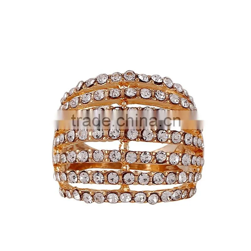 Factory Wholesale Gold jewelry Rhinestone Midi Ring Set
