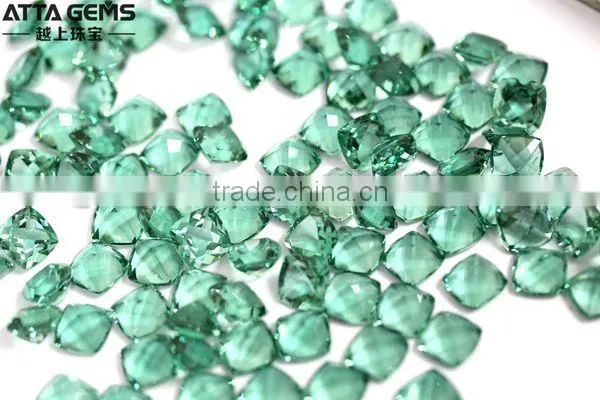 Lab Created Green Quartz 15x15mm synthetic green large quartz crystals