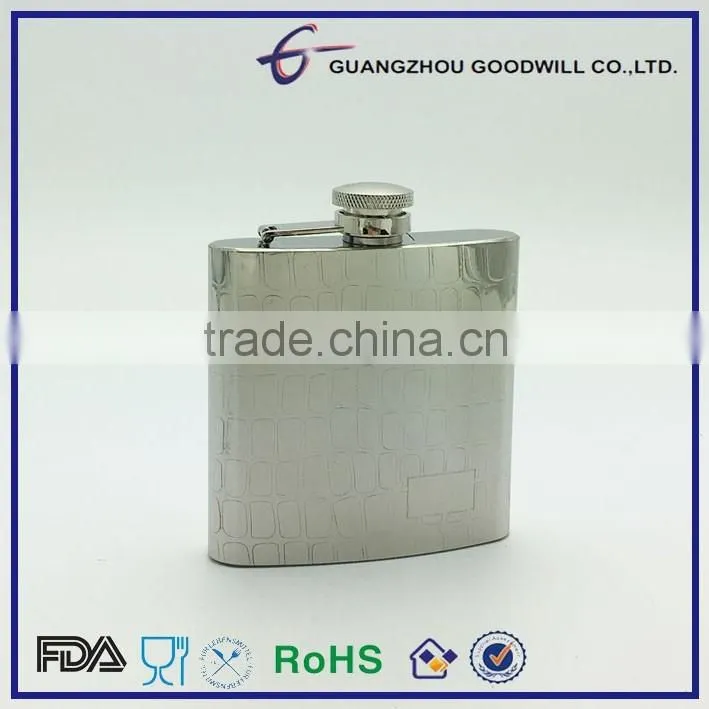 Stainless Steel hip flask/flask wth decorative emboss