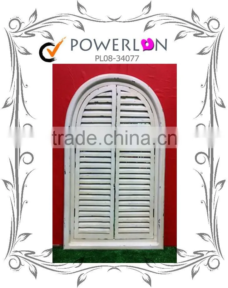 Hot Selling Antique White Wrough Tuscan Villa Shuttered Arch Frame Mirrorr For Home