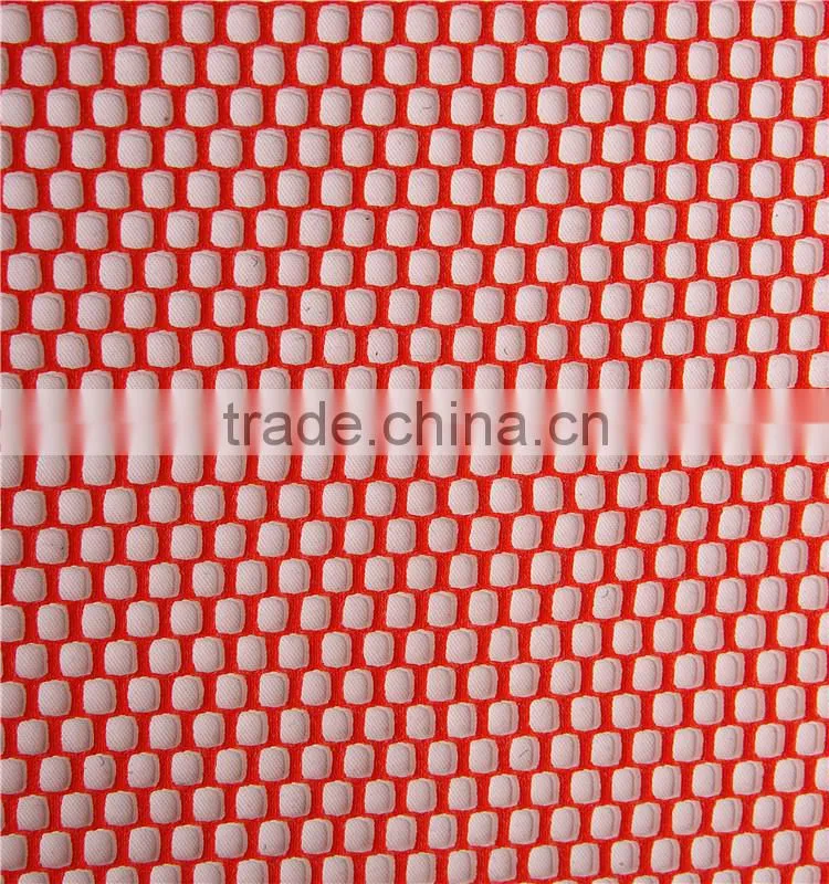 Cationic color low elastic macroporous mesh fabric