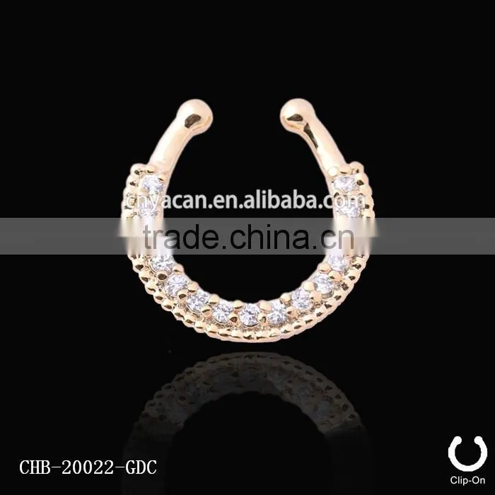 Unique samll Single Line Paved Gem fake nose rings