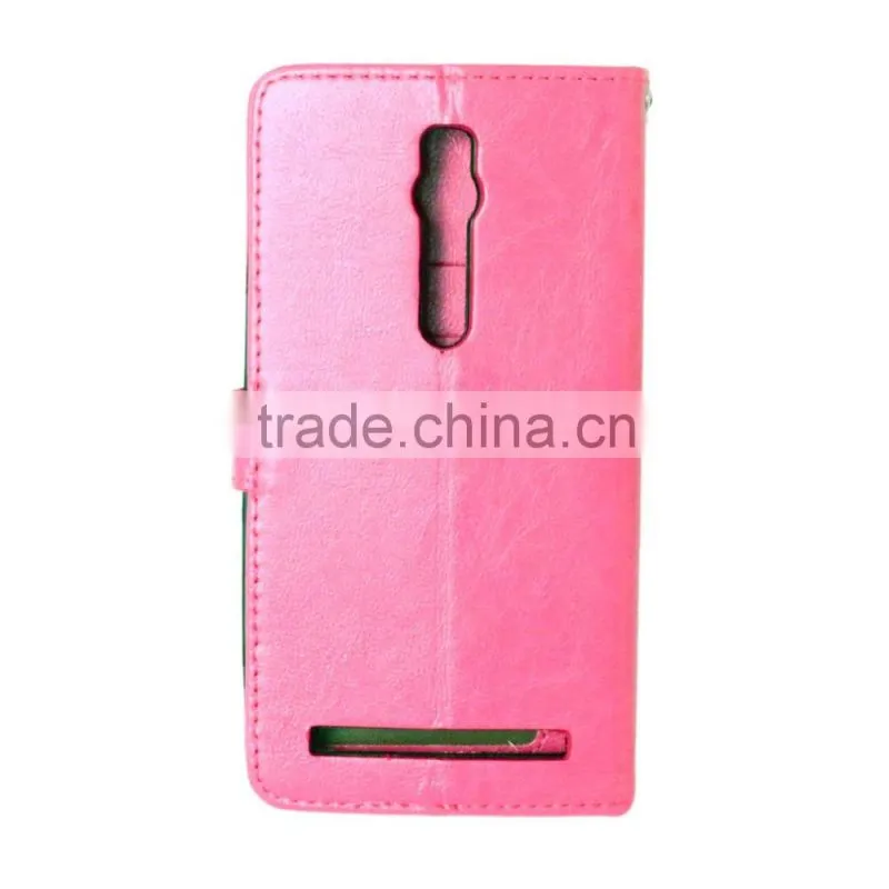 PU Leather Cell Phone Flip Wallet Kickstand Case for ASUS ZenFone 2
