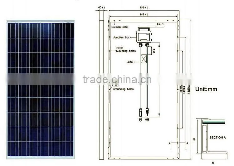 TUV IEC CE High Effiency 230Wp PV Poly solar panel