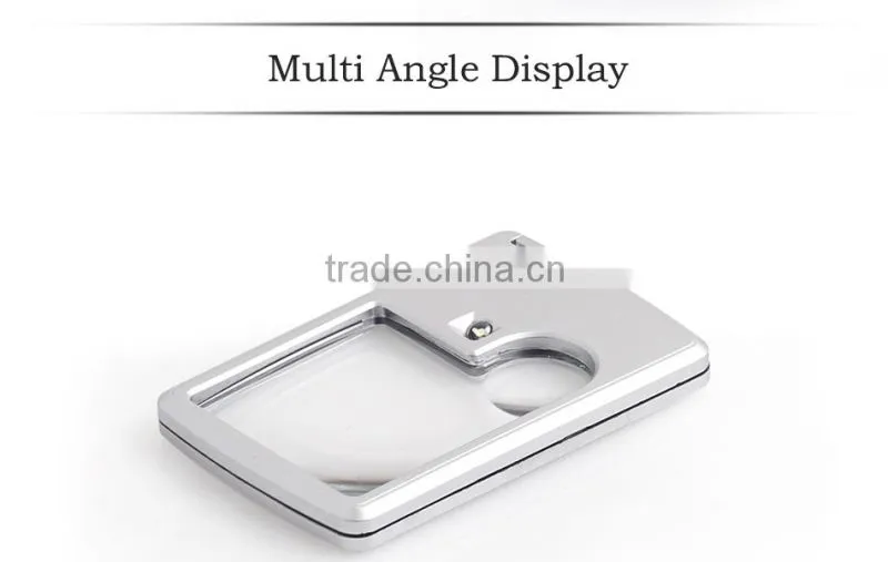 Bijia 2015 high quality Mini Card Shape Glass Reading Magnifier 3X 6X magnifier with led light