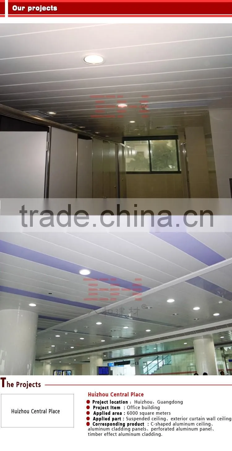 Metal suspended aluminum linear ceiling for indoor