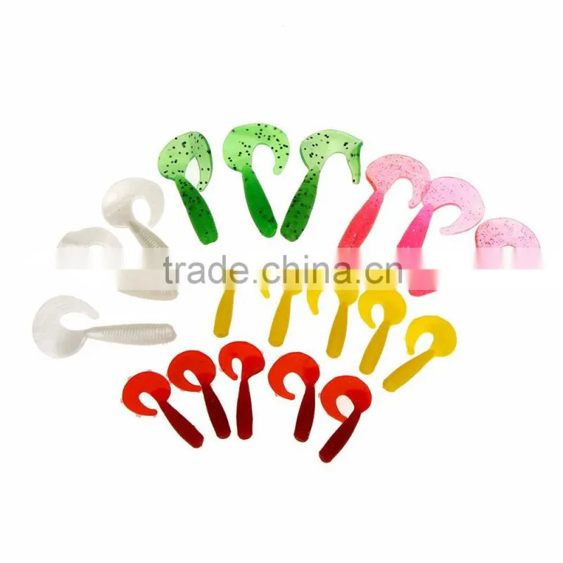 19 Soft Fishing Lures Worm Baits 5 Lead Jig Head Hooks Combination Set Tackle