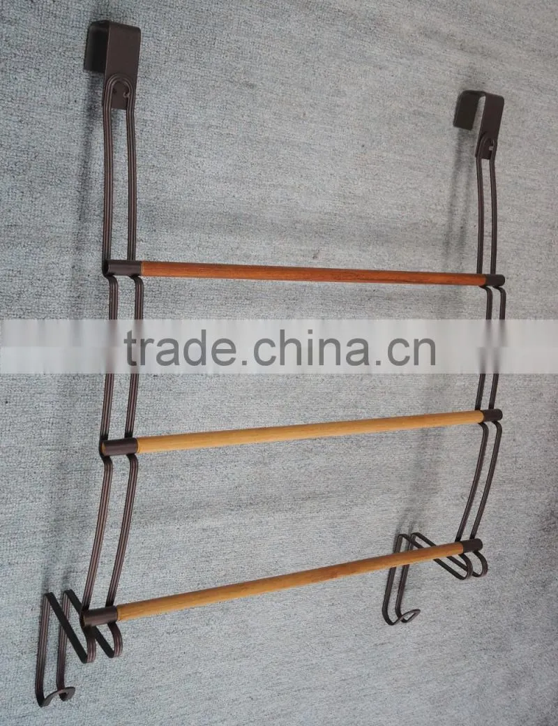 Teak over the door towel rack ORB powder coating finish