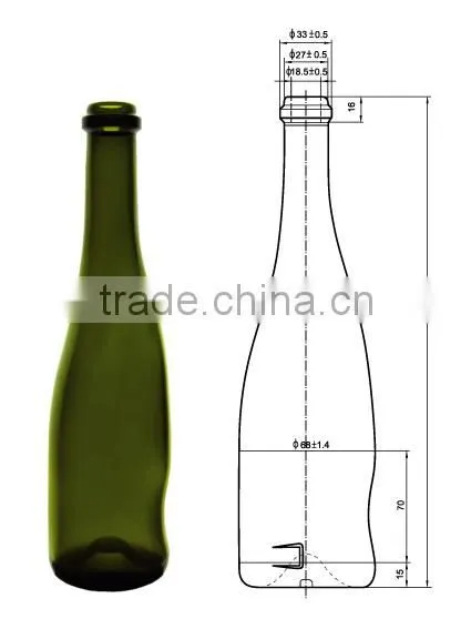 Glasslucky dark green 375ml glass burgundy wine bottle for sale